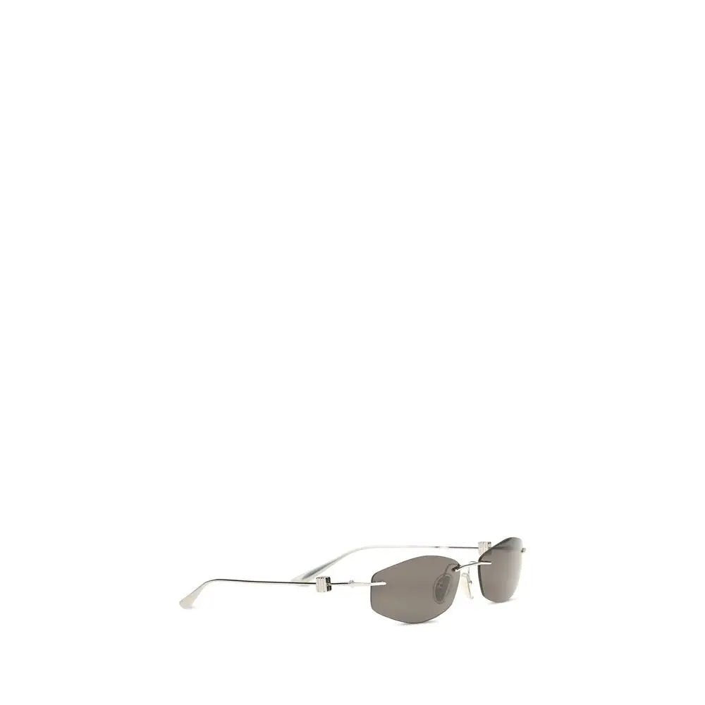 Lunettes de soleil balenciaga en métal argenté avec monture argentée et verres dégradés gris foncé minimalistes