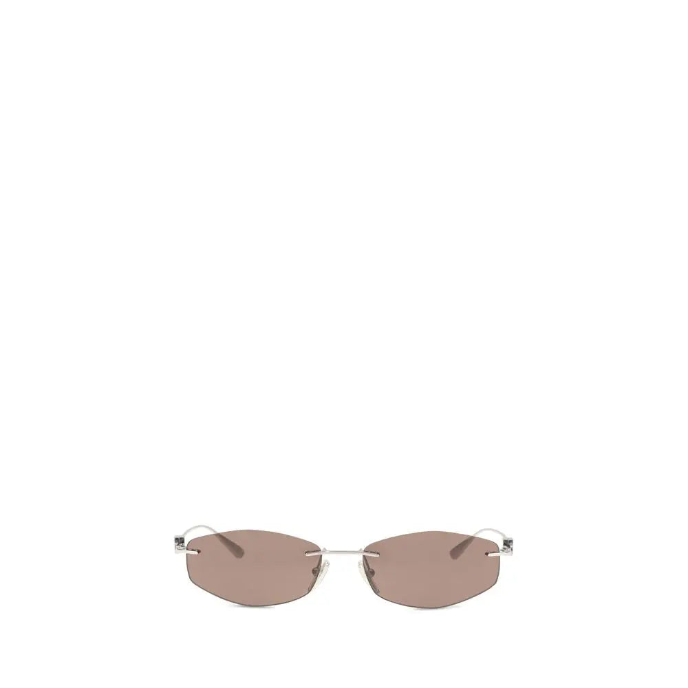 Lunettes de soleil balenciaga en métal argenté avec verres dégradés marron et design minimaliste élégant