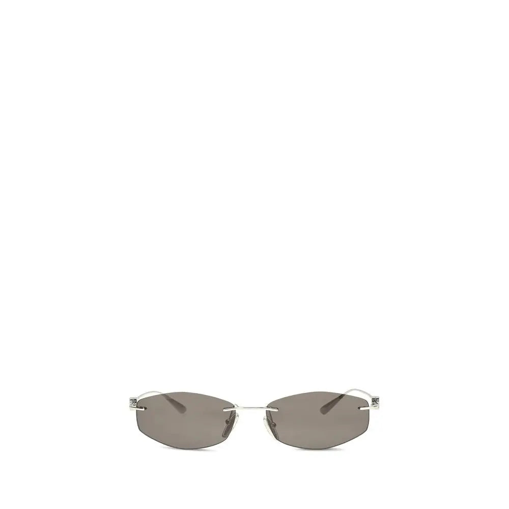 Balenciaga silver metal sunglasses avec monture en métal argenté et verres dégradés gris foncé au design minimaliste