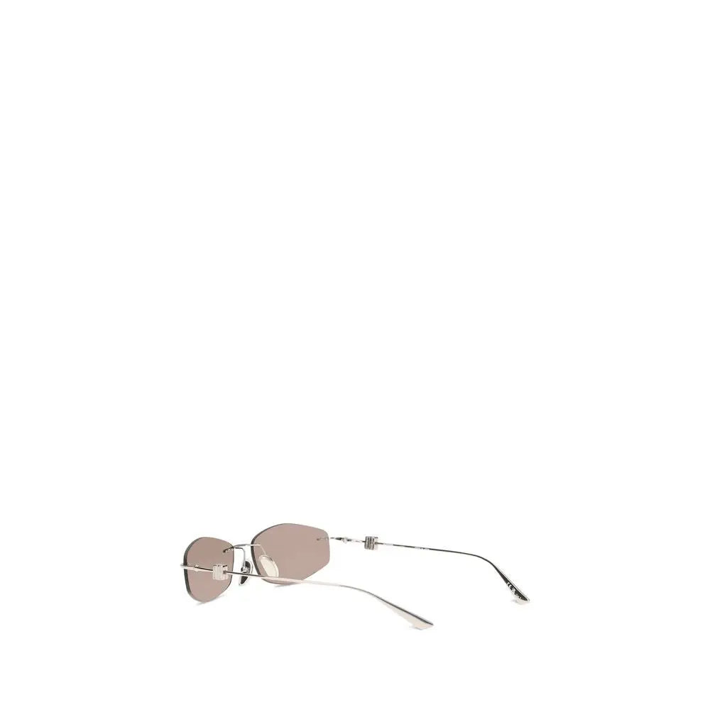 Balenciaga silver metal sunglasses with brown gradient lenses and a sleek minimalist silver frame