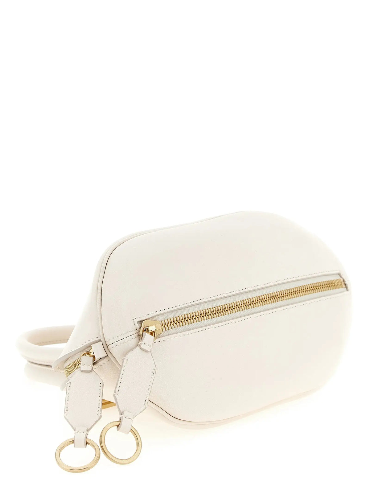 Sac banane en cuir crème avec fermeture éclair dorée et porte-clés assortis balenciaga blanc en veau