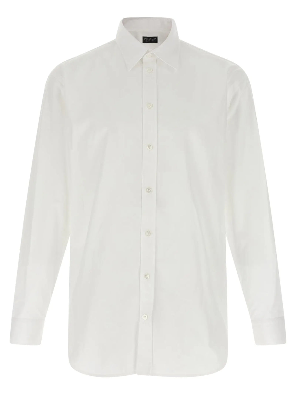Blouse balenciaga blanche en coton avec col classique manches longues boutonnées et poignets soignés