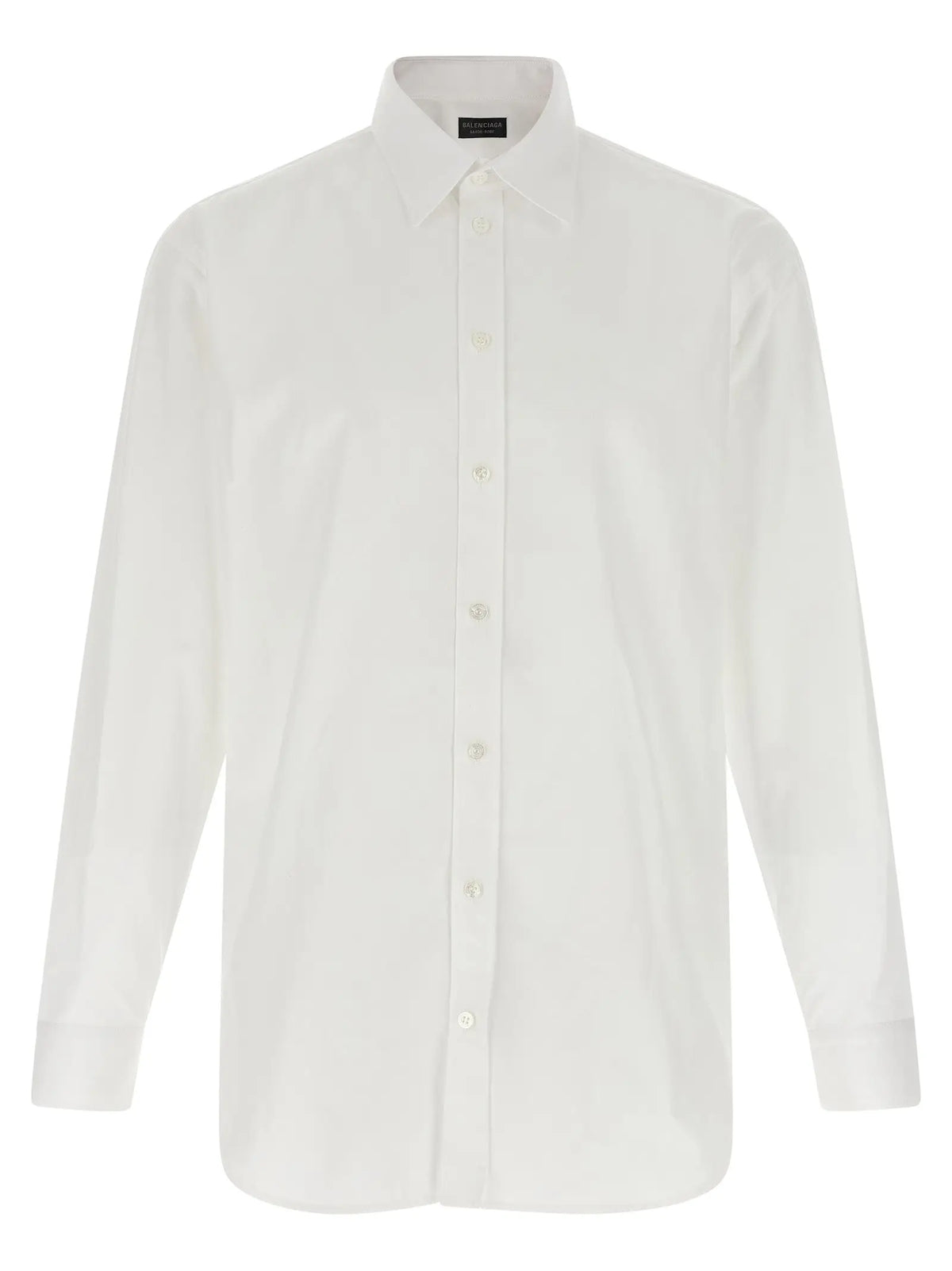 Blouse balenciaga blanche en coton avec col classique manches longues boutonnées et poignets soignés