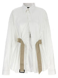 Chemise blanche en coton balenciaga avec ceinture beige et boucle noire