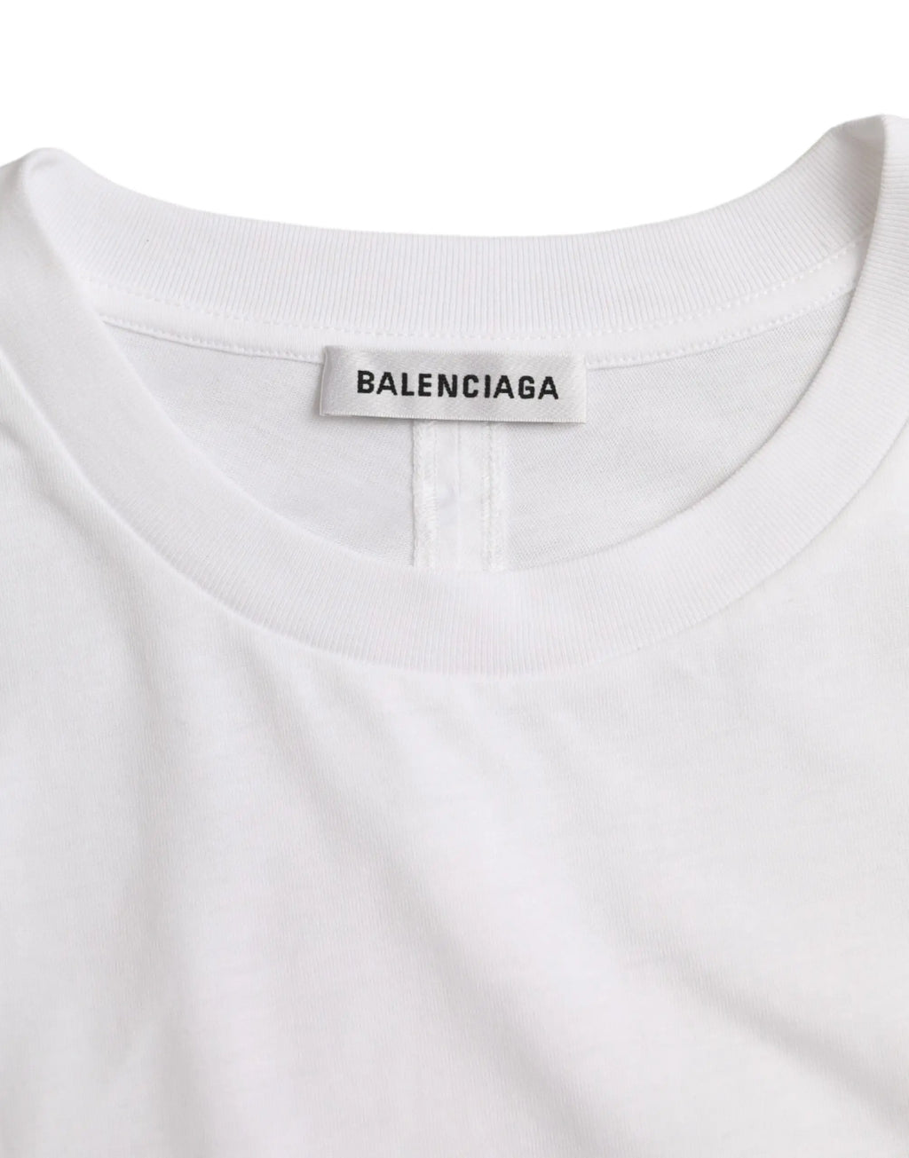 T-shirt blanc balenciaga en coton avec col rond côtelé et manches courtes design minimaliste
