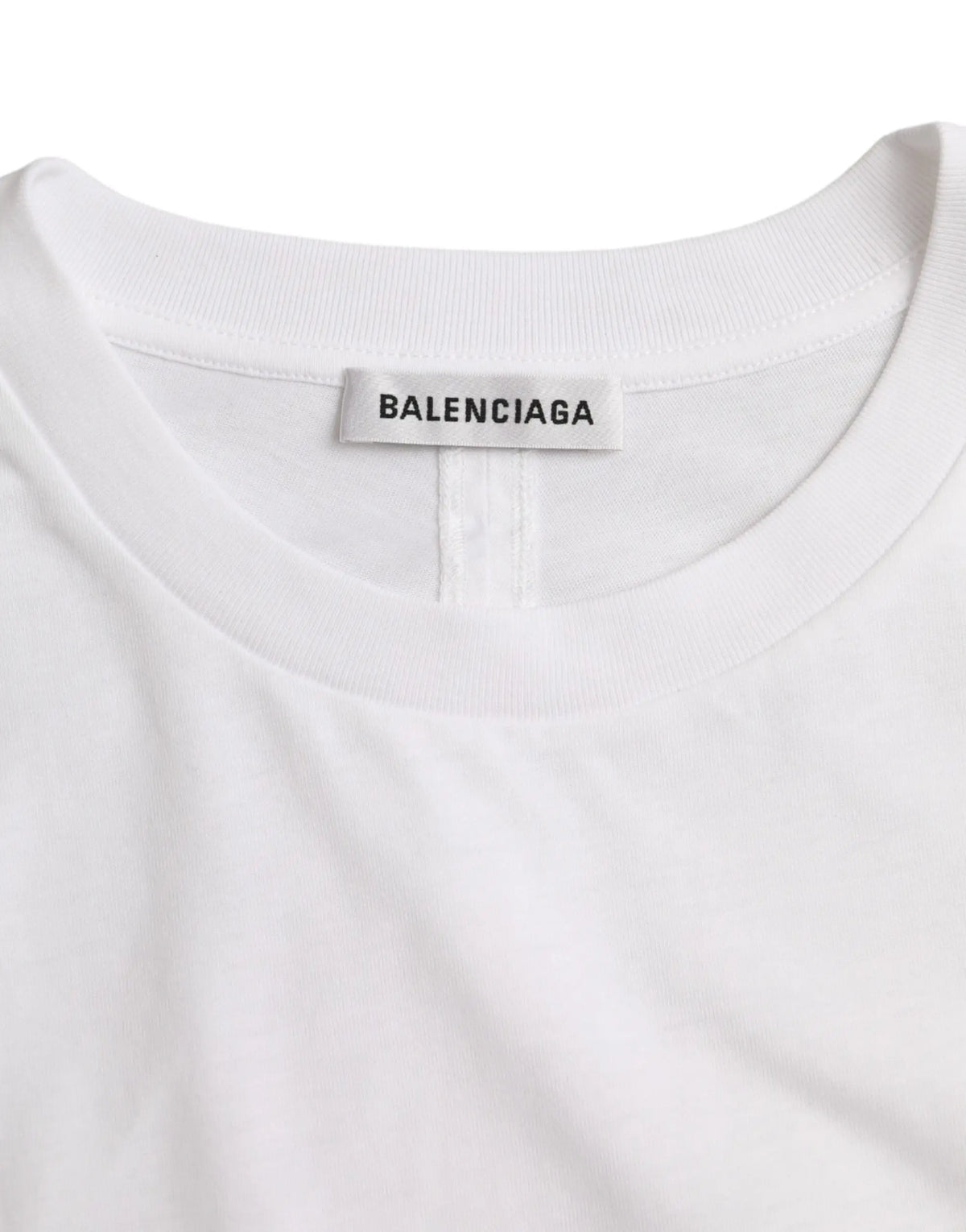 T-shirt blanc balenciaga en coton avec col rond côtelé et manches courtes design minimaliste
