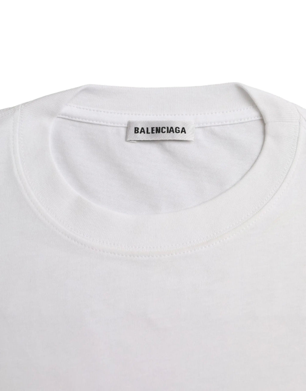 T-shirt balenciaga blanc en coton avec manches courtes et col rond côtelé au design minimaliste