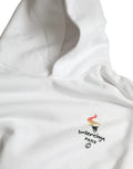 Balenciaga sweat à capuche blanc oversize en coton avec logo flamme olympique brodé multicolore