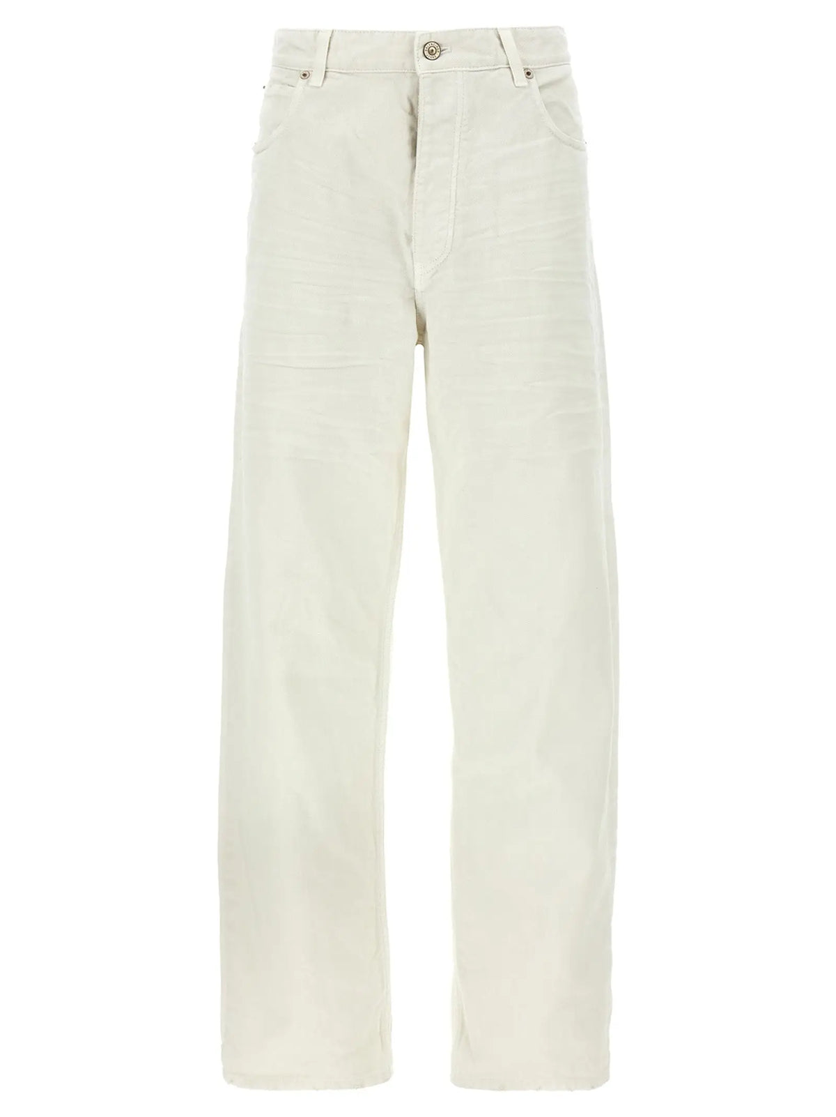 Jean denim large balenciaga blanc en coton couleur crème avec un design minimaliste et épuré