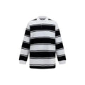 Chemise polo balenciaga blanche en coton à manches longues rayée noir et blanc avec col classique