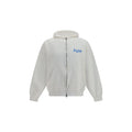 Balenciaga white cotton sweatshirt off-white zip-up hoodie with subtle blue embroidered logo on the chest