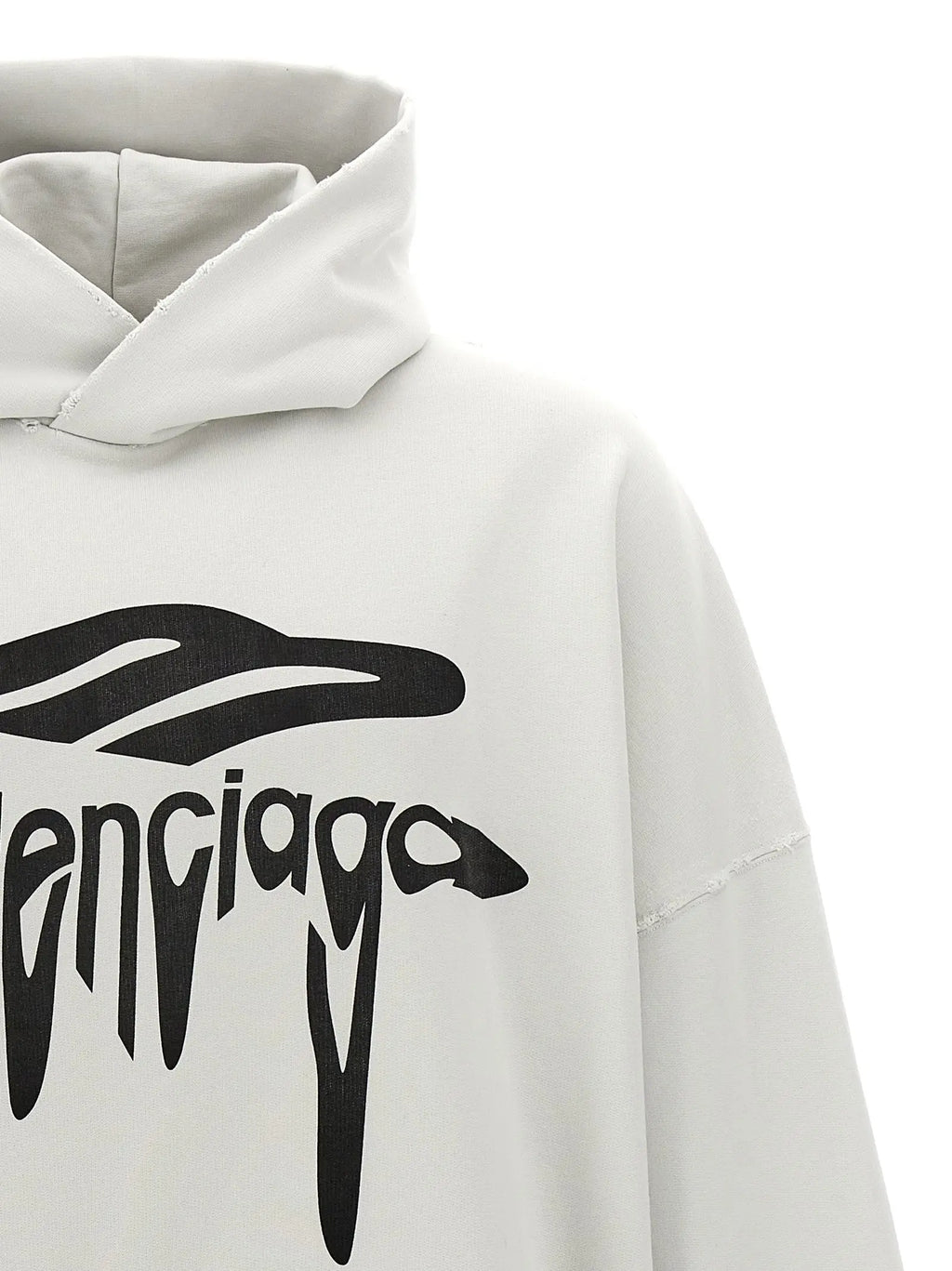 Sweatshirt balenciaga blanc en coton avec logo noir audacieux effet encre qui coule