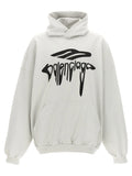 Sweatshirt balenciaga blanc en coton avec logo noir audacieux sur la poitrine