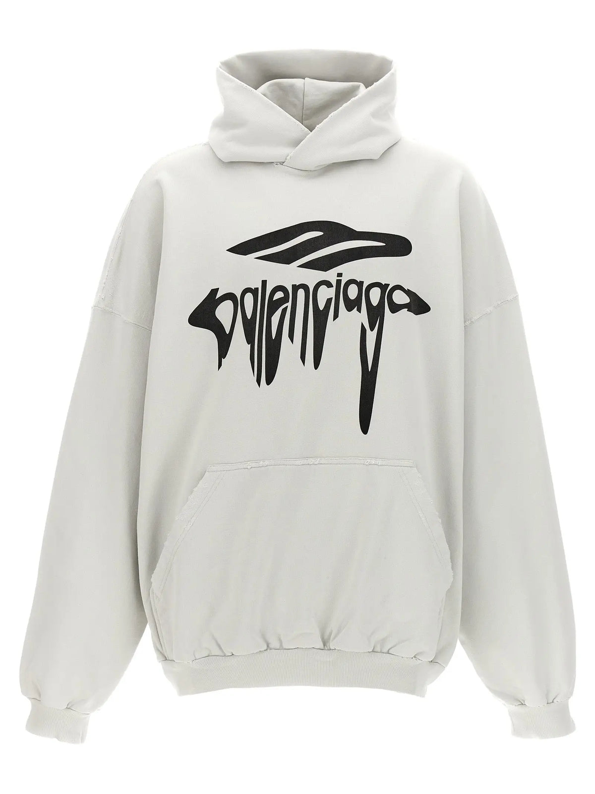 Sweatshirt balenciaga blanc en coton avec logo noir audacieux sur la poitrine