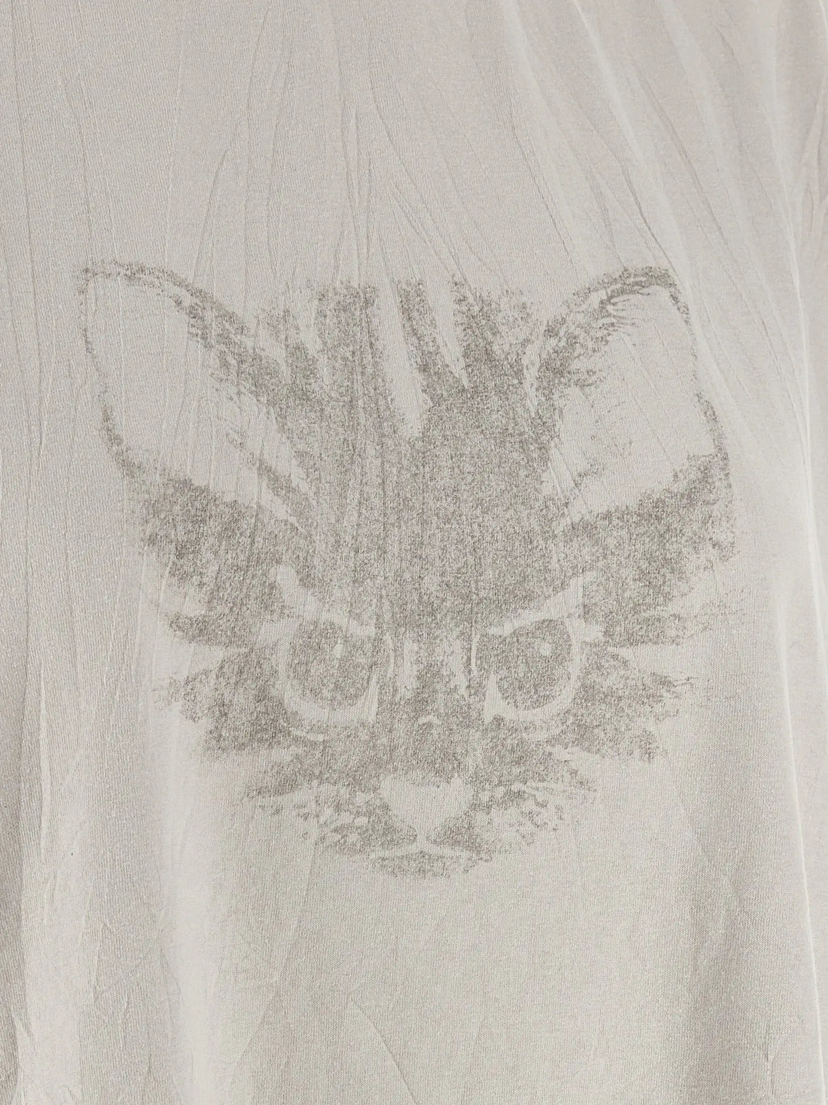 T-shirt balenciaga en coton blanc avec un motif subtil de visage de chaton imprimé en gris charbon