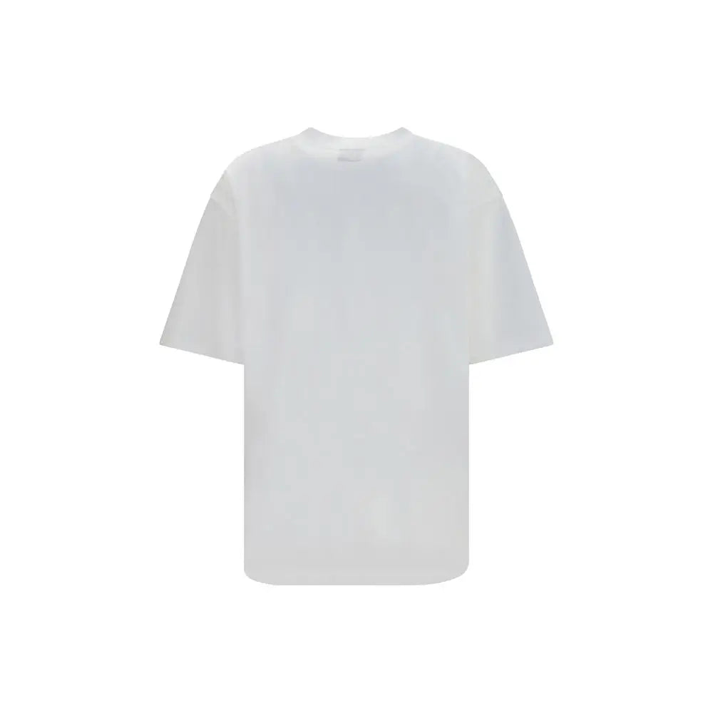 Balenciaga t-shirt blanc oversize en coton avec manches courtes amples et encolure simple col rond