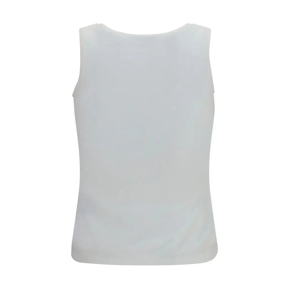 Débardeur balenciaga blanc en coton léger avec col rond et tissu lisse sans manches