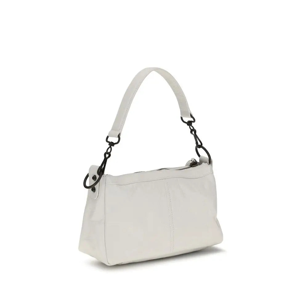 Sac à bandoulière balenciaga blanc lamb ovis aries en cuir lisse avec chaînes noires minimalistes