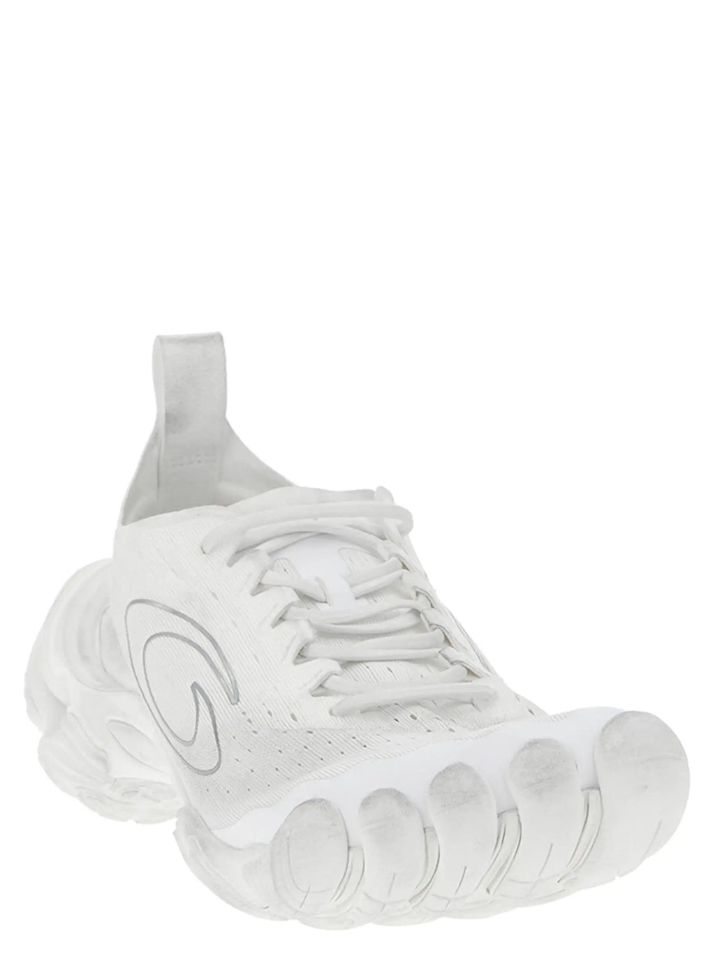 Balenciaga chaussures de sport blanches en polyester avec semelle translucide épaisse et empeigne en mesh perforé