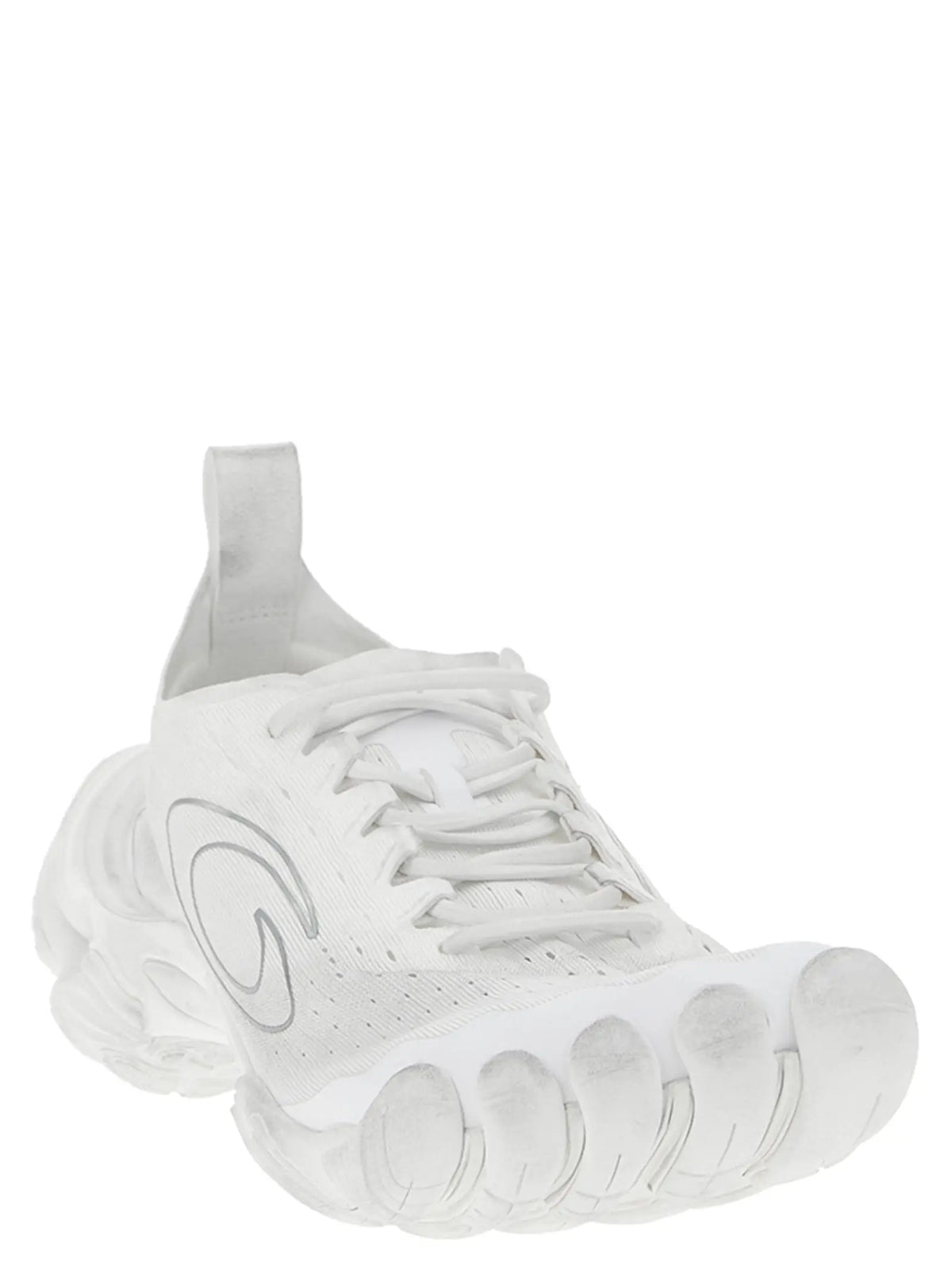 Balenciaga chaussures de sport blanches en polyester avec semelle translucide épaisse et empeigne en mesh perforé
