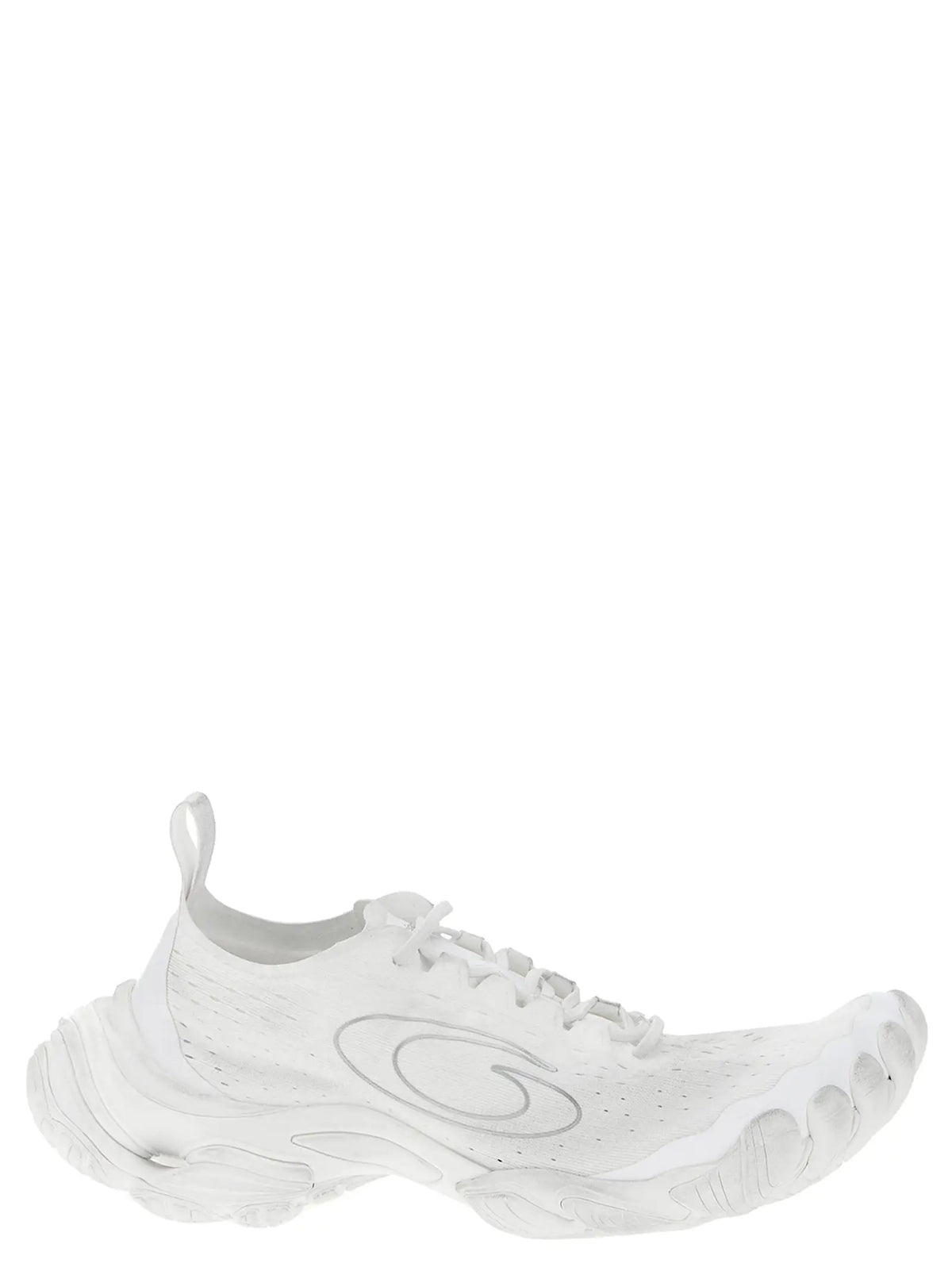 Balenciaga baskets blanches en polyester avec design minimaliste et logo gris subtil sur le côté