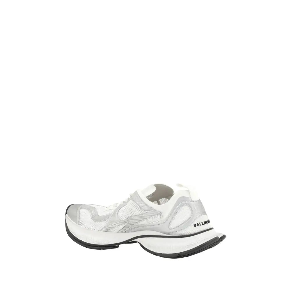 Balenciaga white polyethylene athletic sneaker with mesh and synthetic overlays and bold chunky sole