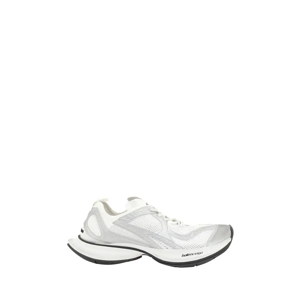 Baskets balenciaga blanches en polyéthylène avec semelle futuriste argentée et design chunky sportif