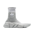 Baskets athlétiques balenciaga x adidas grises en nylon avec tige en maille texturée et logo blanc sur le col