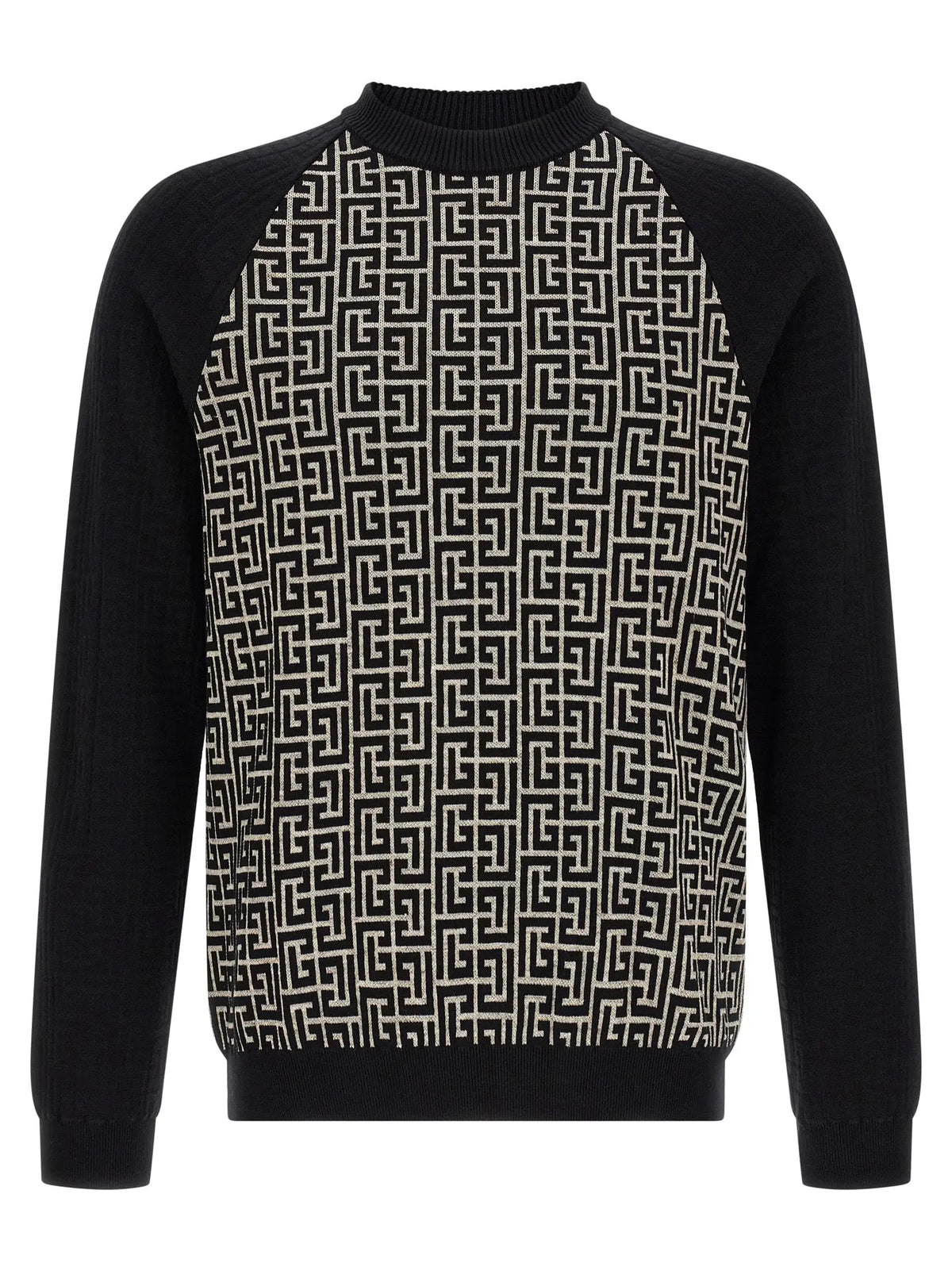 Cardigan coton balmain bicolore avec motif noir et blanc et manches raglan contrastantes