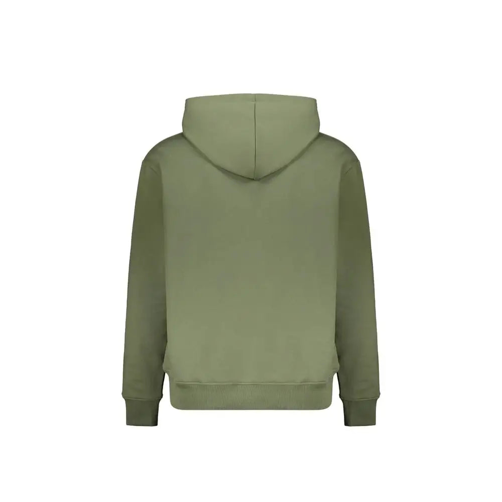 Sweat à capuche balmain bicolor en coton olive avec design minimaliste et poignets côtelés