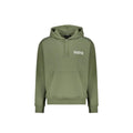 Olive green hoodie balmain bicolor en coton avec logo blanc brodé sur la poitrine