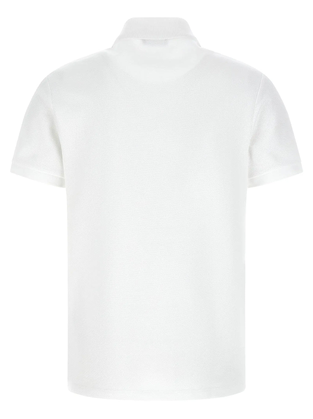 Polo balmain bicolor blanc manches courtes en coton avec col classique et tissu texturé subtil