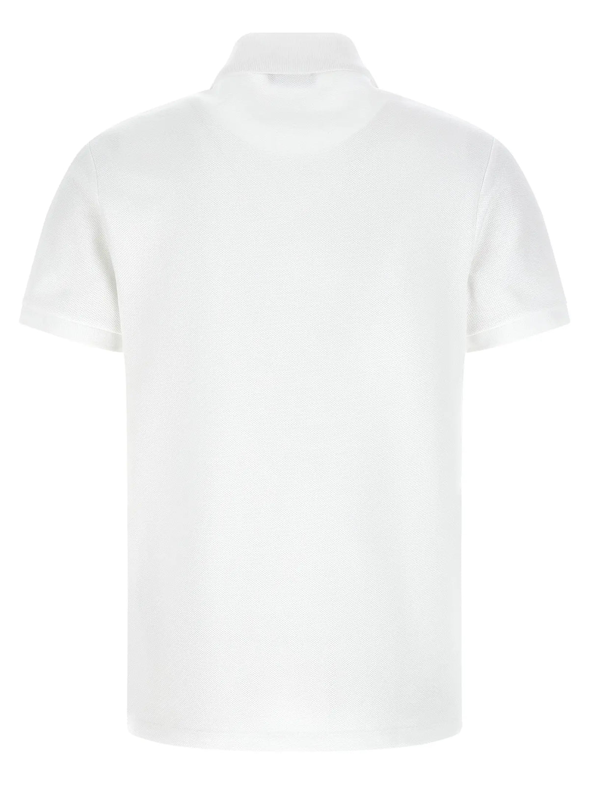 Polo balmain bicolor blanc manches courtes en coton avec col classique et tissu texturé subtil