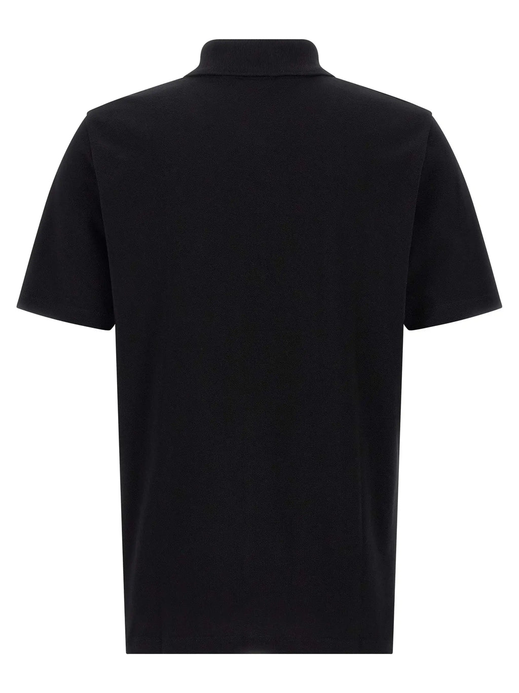 Polo noir à manches courtes balmain en coton avec col côtelé bicolore pour un style décontracté