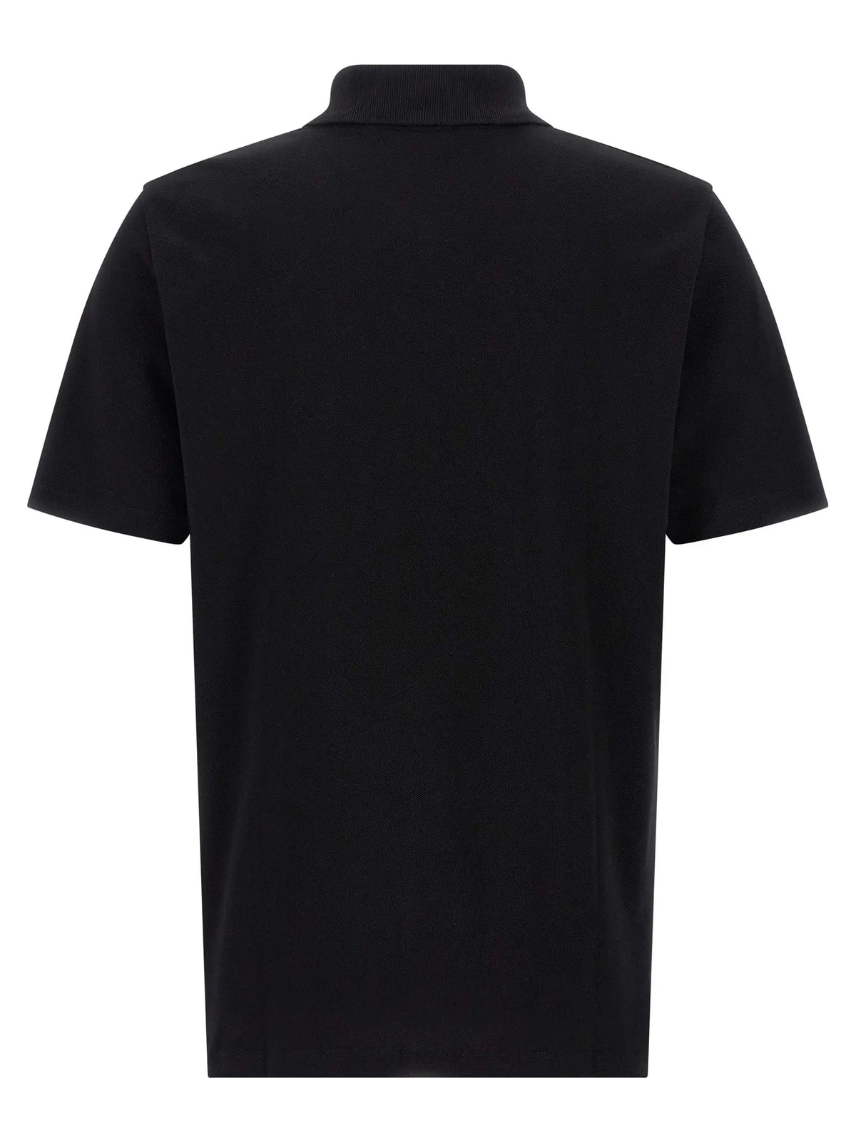 Polo noir à manches courtes balmain en coton avec col côtelé bicolore pour un style décontracté