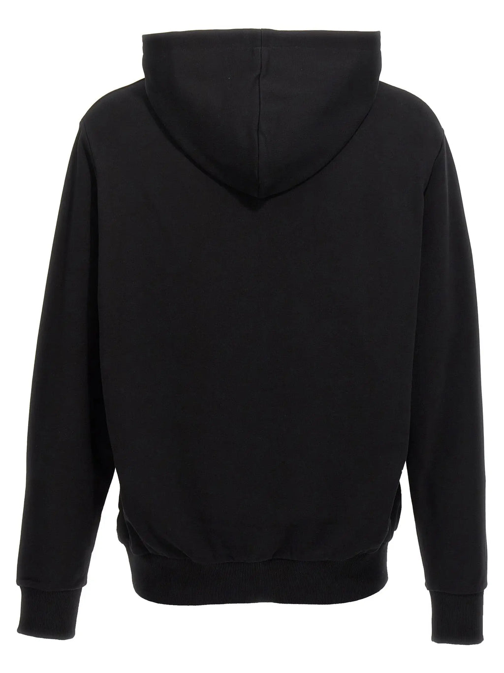 Balmain sweatshirt en coton bicolore noir avec capuche et poignets et ourlet côtelés