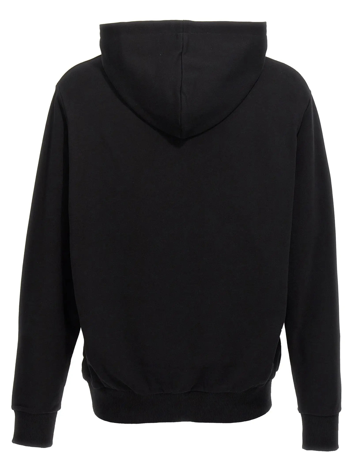 Balmain sweatshirt en coton bicolore noir avec capuche et poignets et ourlet côtelés