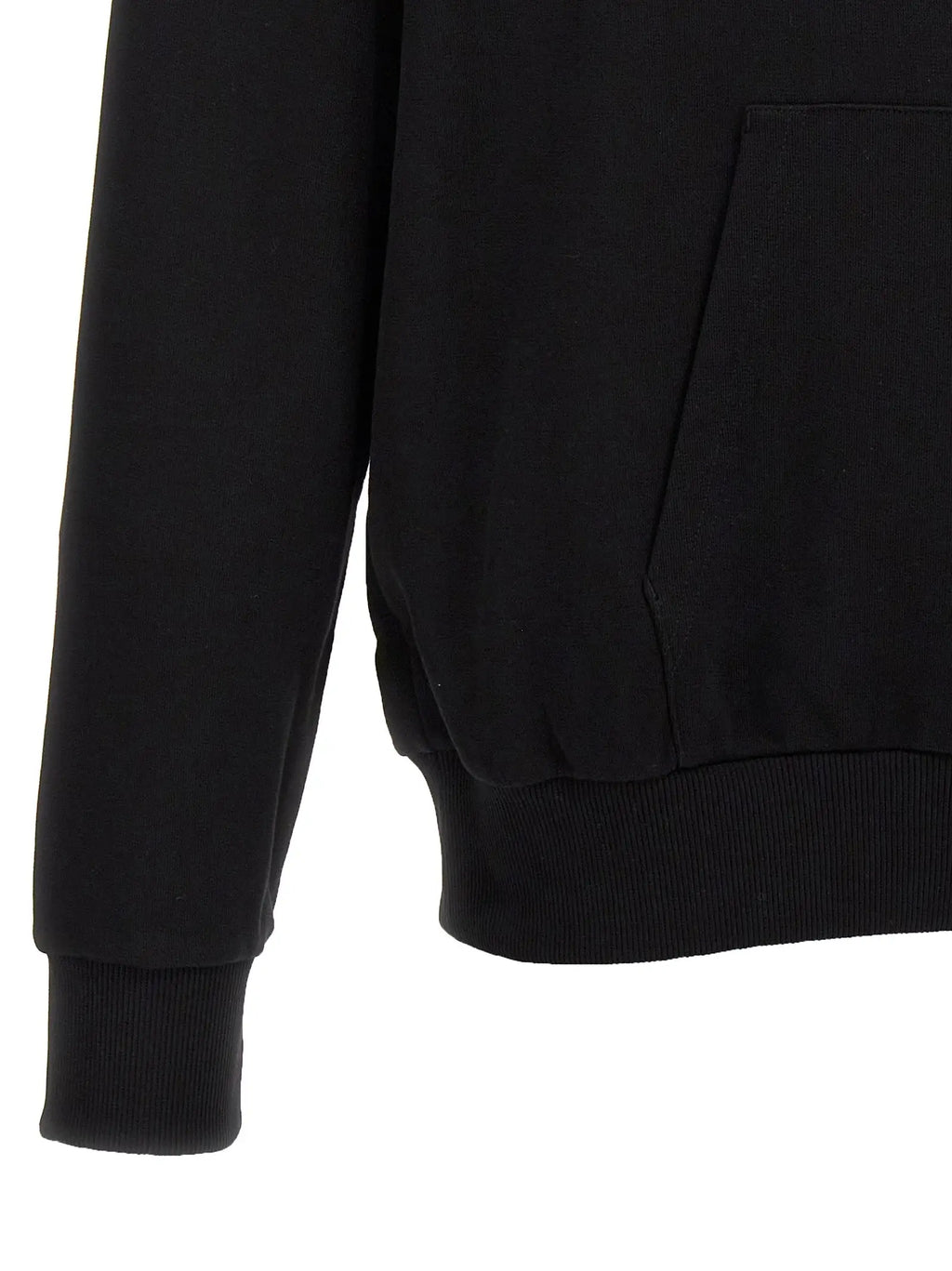 Sweatshirt balmain bicolor en coton noir avec poignets et ourlet côtelés
