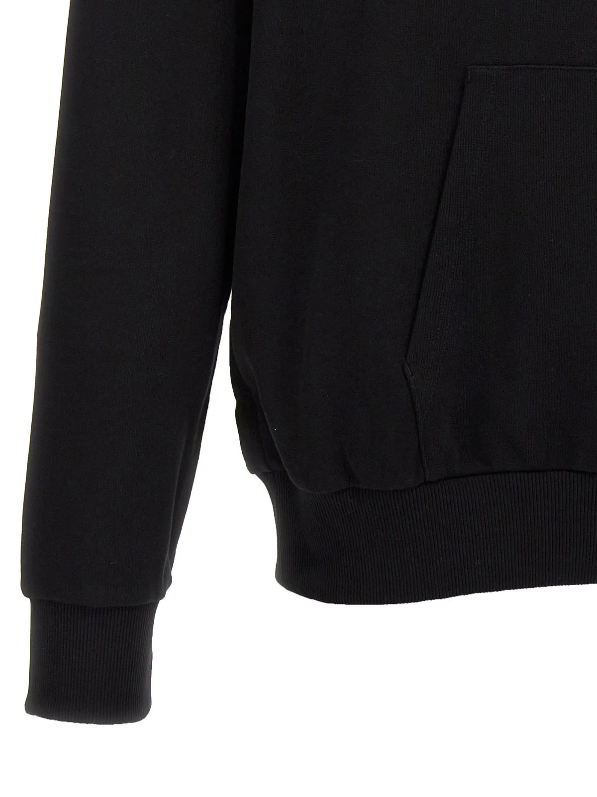 Sweatshirt balmain bicolor en coton noir avec poignets et ourlet côtelés