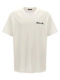T-shirt balmain bicolor en coton écru avec logo brodé noir sur la poitrine et col rond