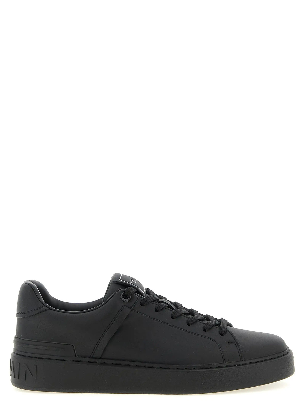 Baskets basses balmain noires en cuir de veau avec finition mate et design minimaliste