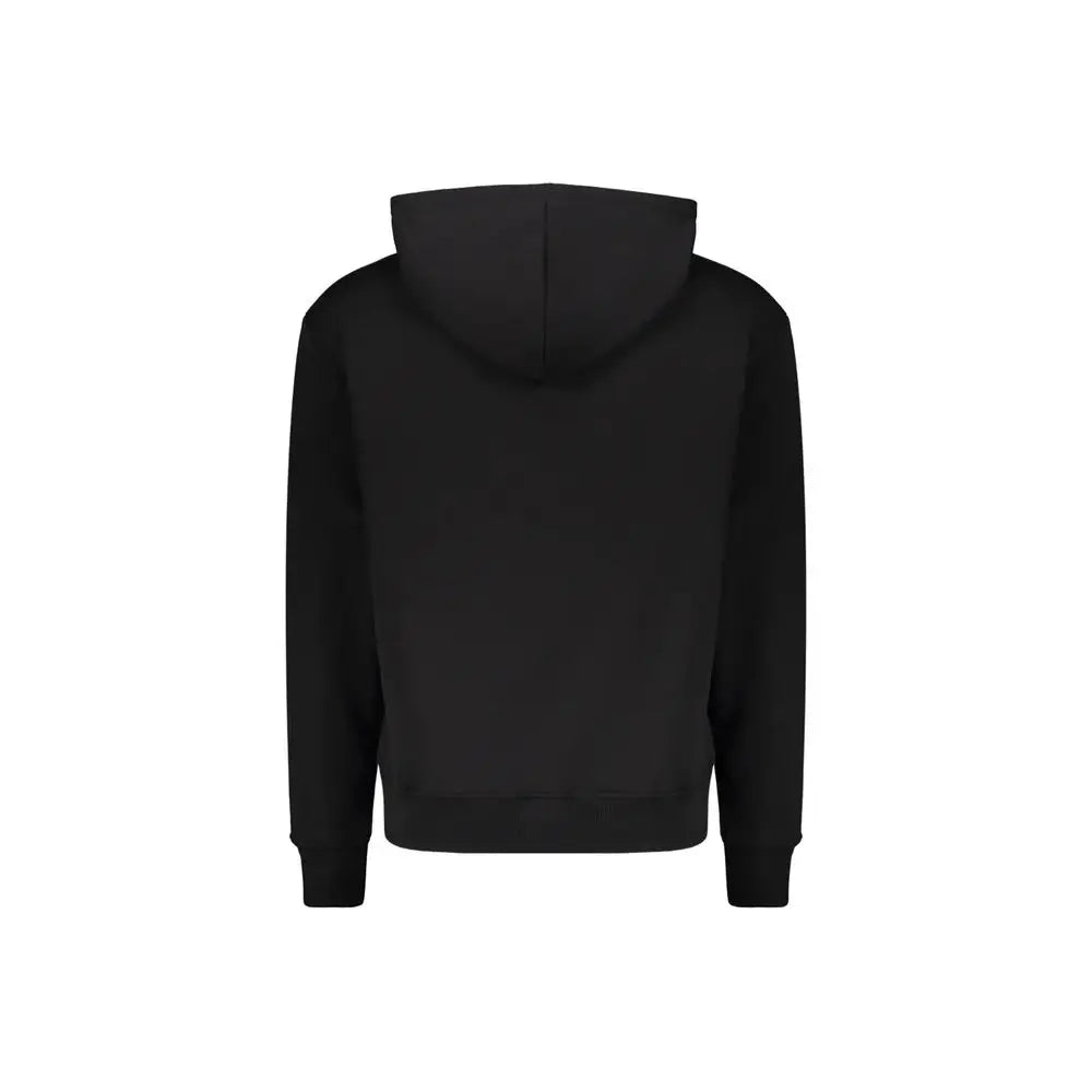 Sweat à capuche balmain noir en coton avec design uni simple et poignets côtelés