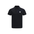 Balmain polo noir en coton à manches courtes avec logo blanc sur la poitrine et boutons assortis