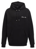 Sweatshirt balmain noir en coton avec logo brodé blanc et cordons à quincaillerie argentée
