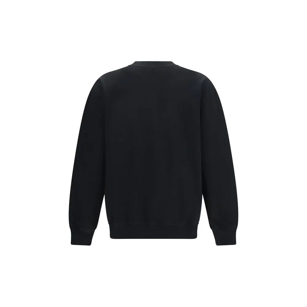 Sweatshirt balmain noir en coton à col rond avec manches longues et poignets côtelés
