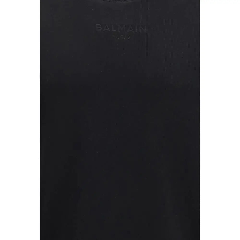 T-shirt balmain paris noir en coton avec logo embossé subtil pour un style élégant