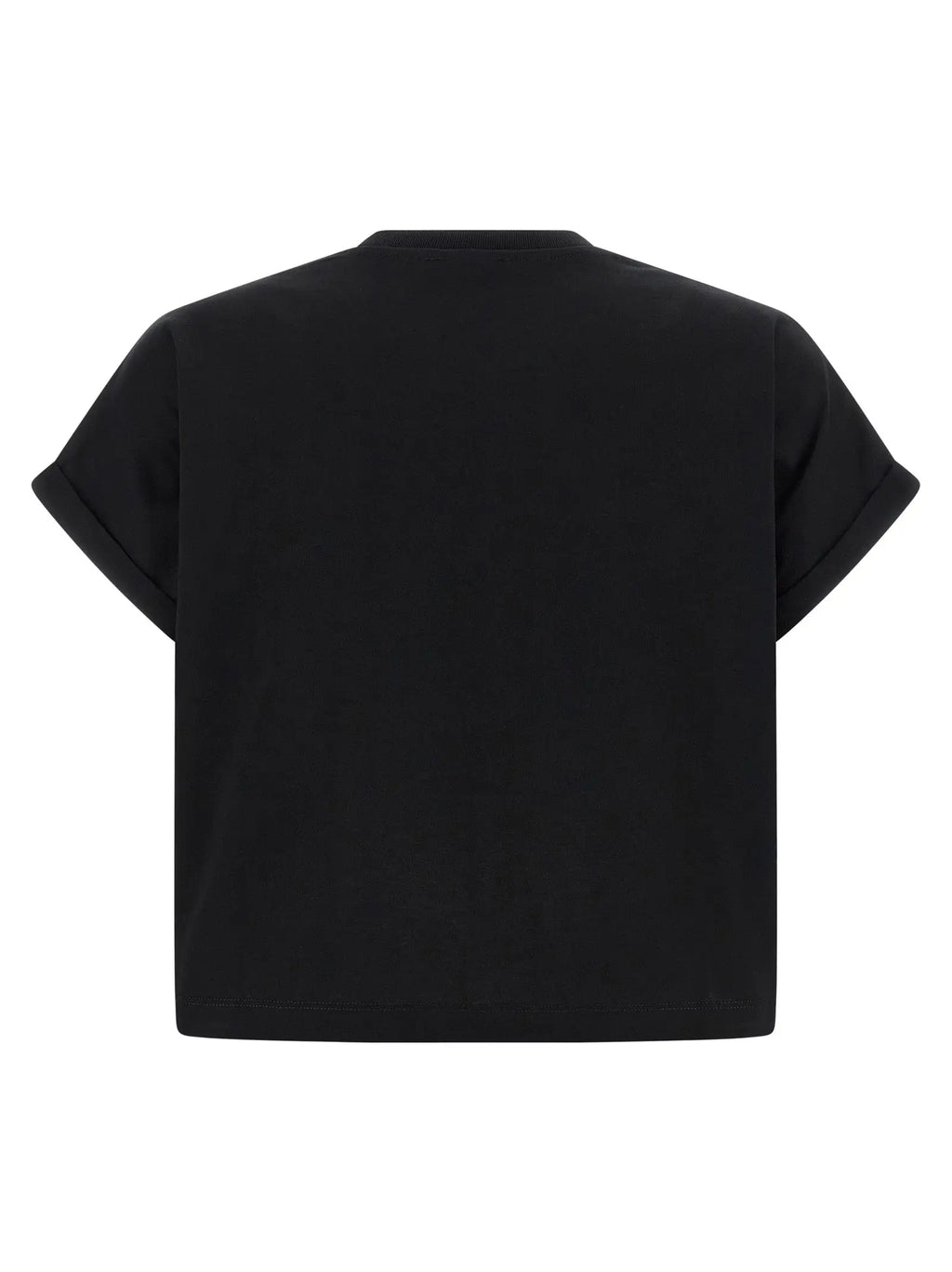 T-shirt balmain noir en coton avec manches courtes et col rond simple coupe courte