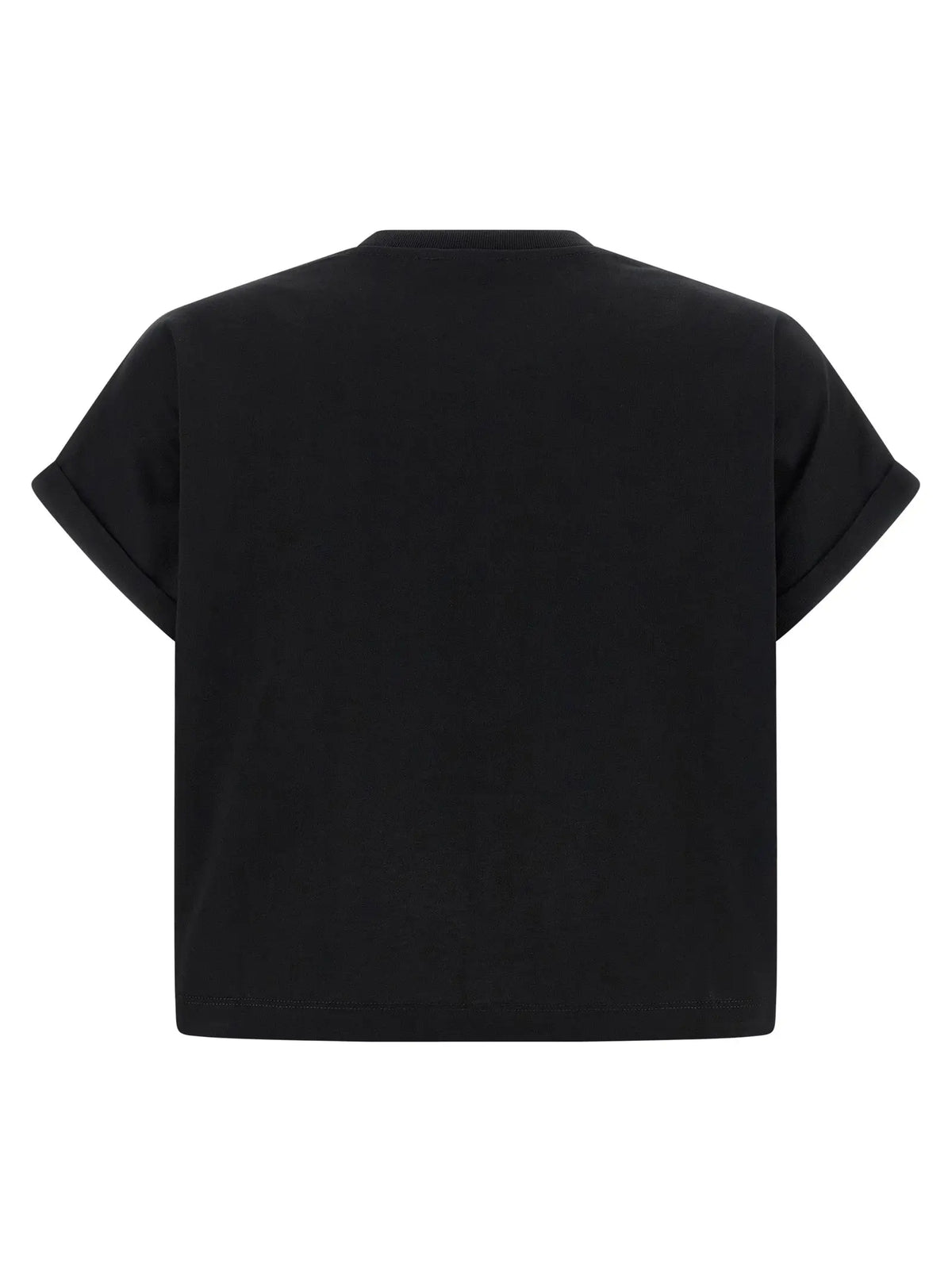 T-shirt balmain noir en coton avec manches courtes et col rond simple coupe courte