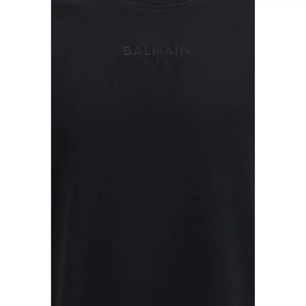 T-shirt balmain paris noir en coton avec branding embossé subtil