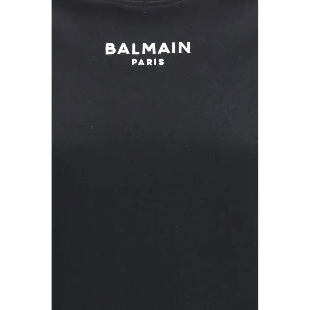 T-shirt balmain paris noir en coton avec logo blanc visible sur le devant